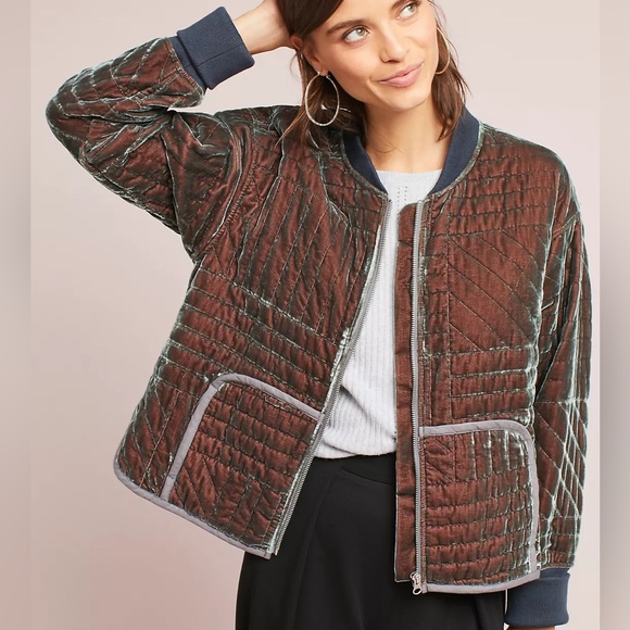 Anthropologie Jackets & Blazers - Anthropologie Velvet Quilted Jacket